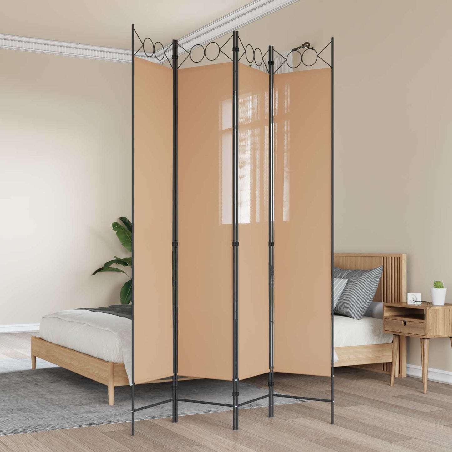 vidaXL 4-Πίνακας Διαχωριστικός Μπεζ 160 x 220 cm Ύφασμα