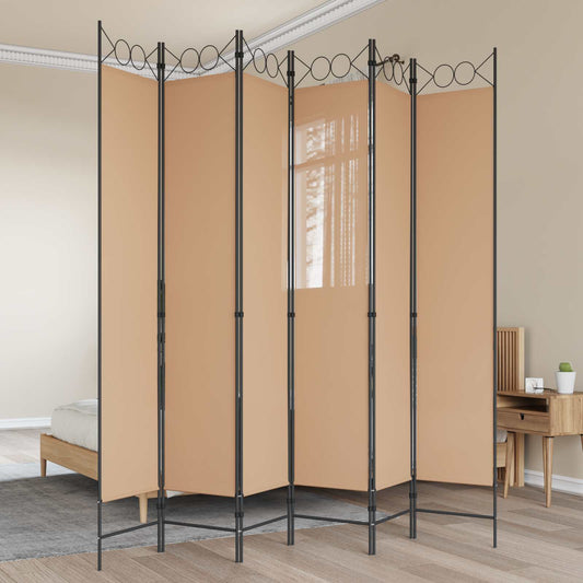 vidaXL Διαχωριστικό Δωματίου 6-Πάνελ Μπεζ 240 x 220 cm Ύφασμα