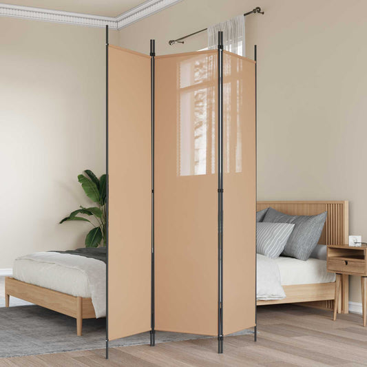 vidaXL 3-Panel Room Divider Μπεζ 150 x 200 cm Ύφασμα