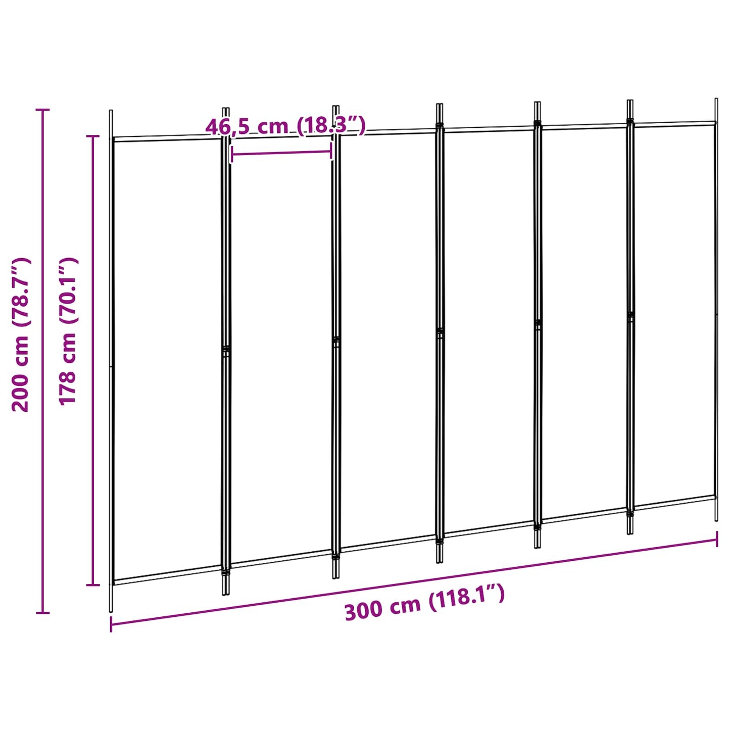 vidaXL Διαχωριστικό Δωματίου 6-Πάνελ Μπεζ 300 x 200 cm Ύφασμα