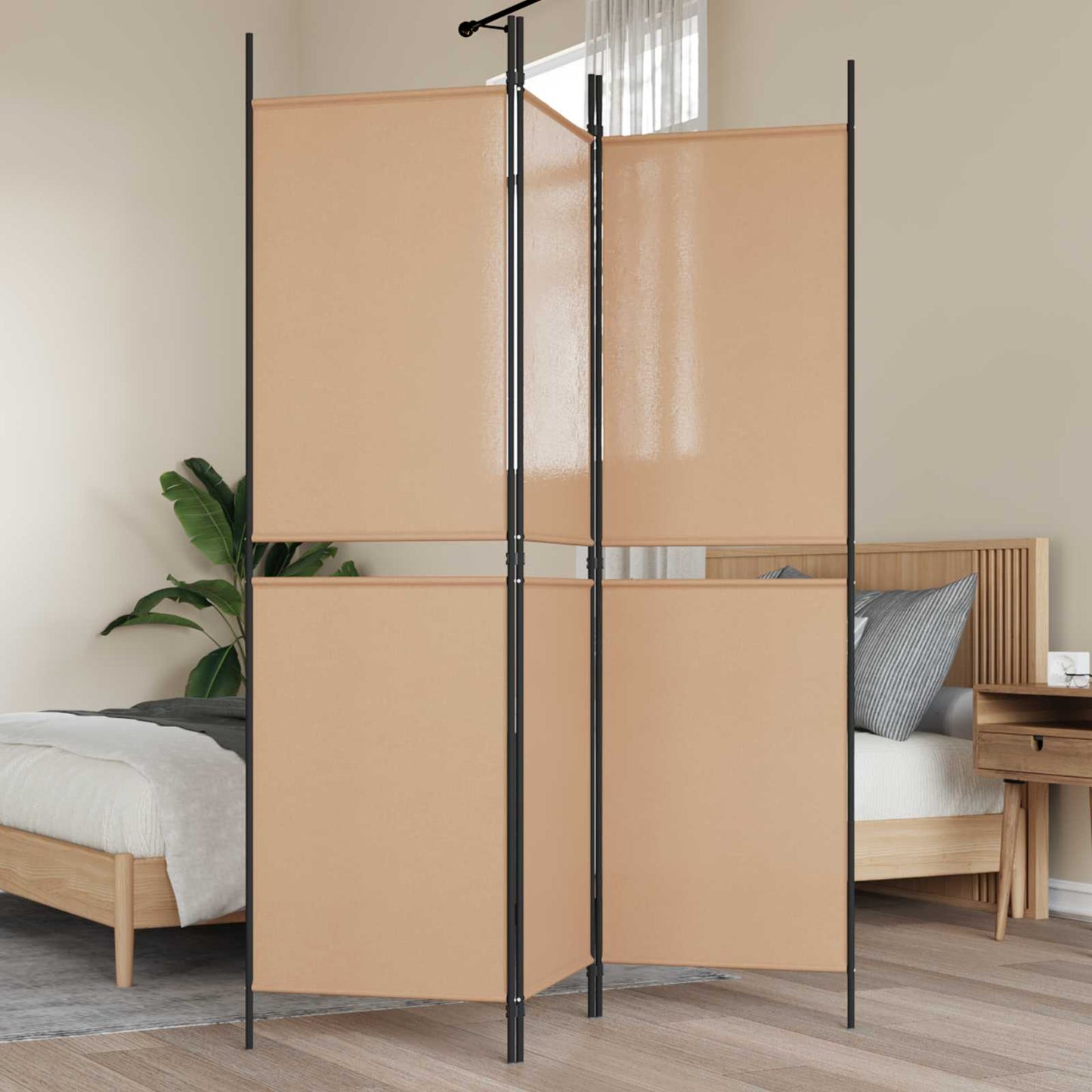 vidaXL 3-Panel Room Divider Μπεζ 150 x 180 cm Ύφασμα