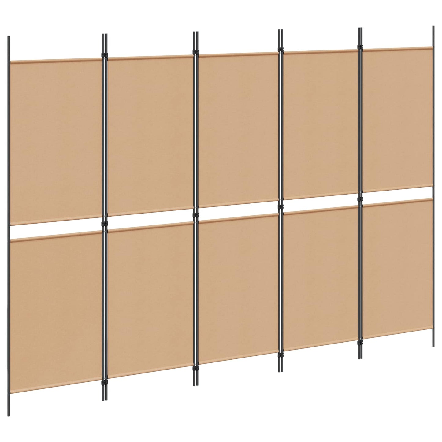 vidaXL 5-Panel Room Divider Μπεζ 250 x 180 cm Ύφασμα
