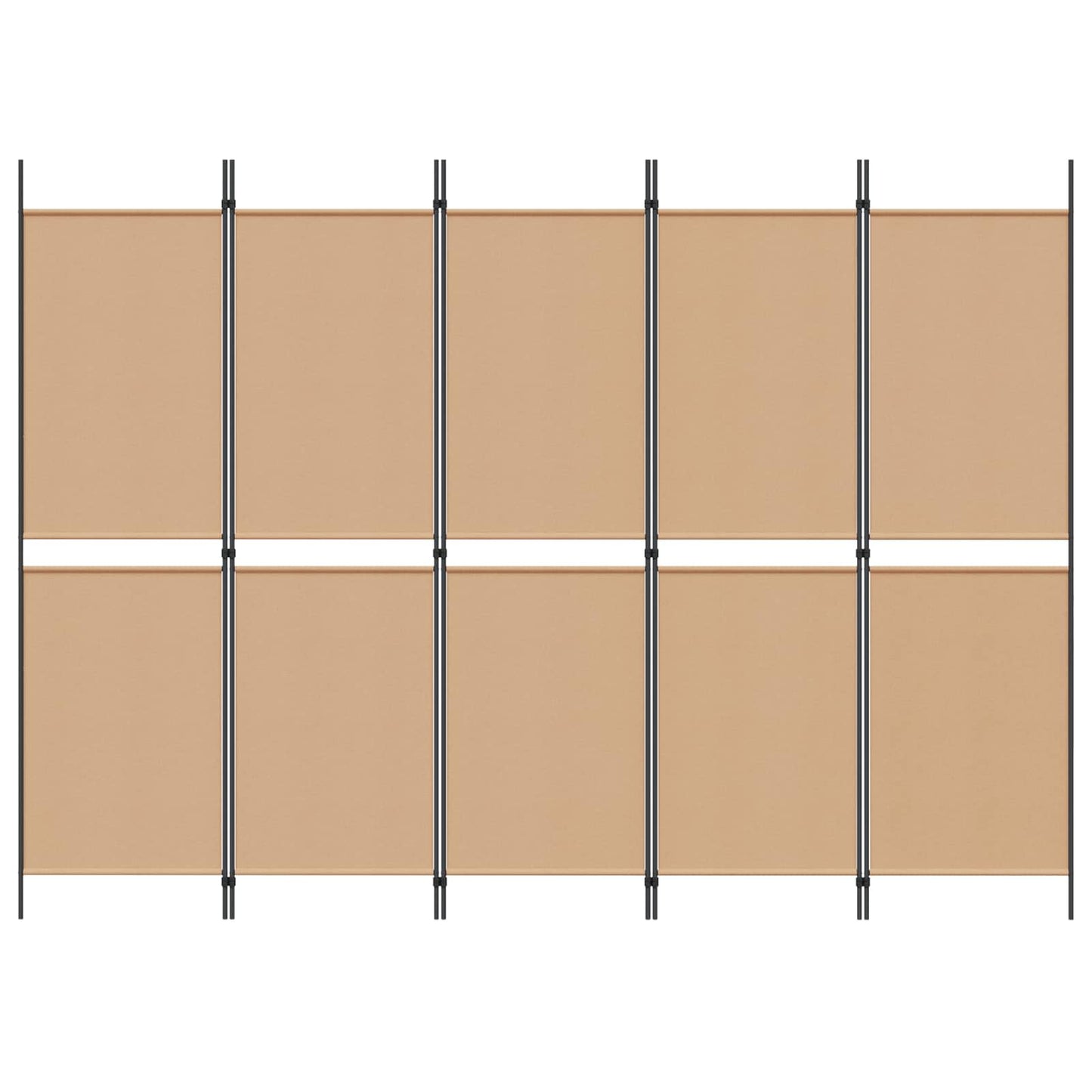 vidaXL 5-Panel Room Divider Μπεζ 250 x 180 cm Ύφασμα