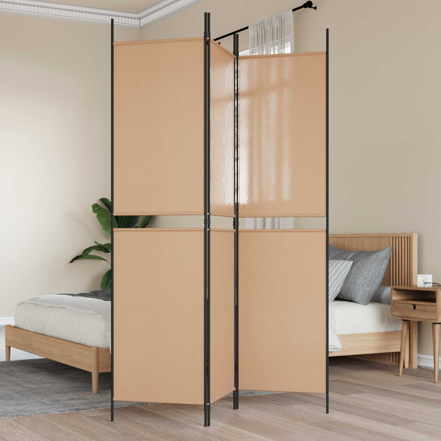 vidaXL 3-Panel Room Divider Μπεζ 150 x 200 cm Ύφασμα