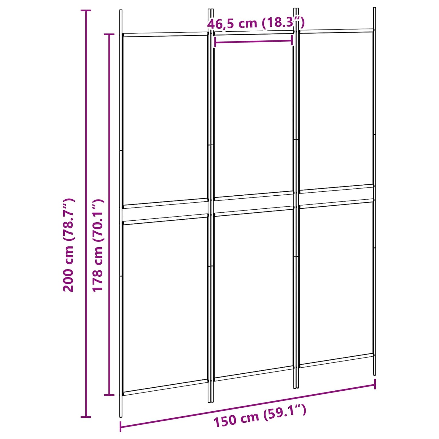 vidaXL 3-Panel Room Divider Μπεζ 150 x 200 cm Ύφασμα