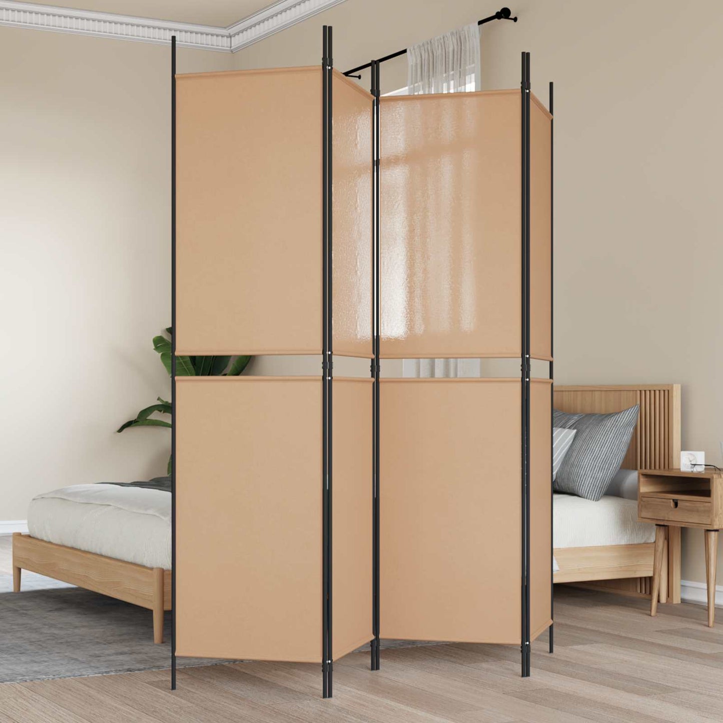 vidaXL 4-Πίνακας Διαχωριστικός Μπεζ 200 x 200 cm Ύφασμα