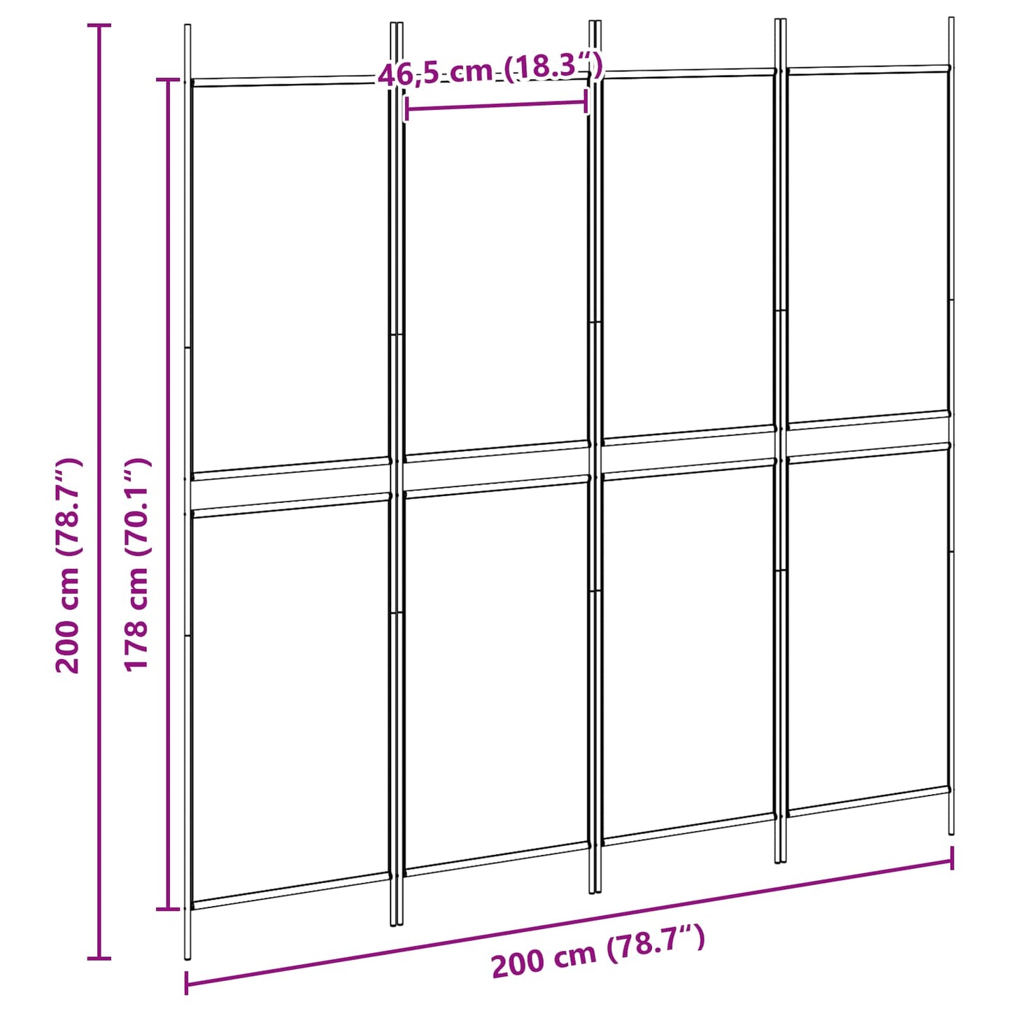 vidaXL 4-Πίνακας Διαχωριστικός Μπεζ 200 x 200 cm Ύφασμα