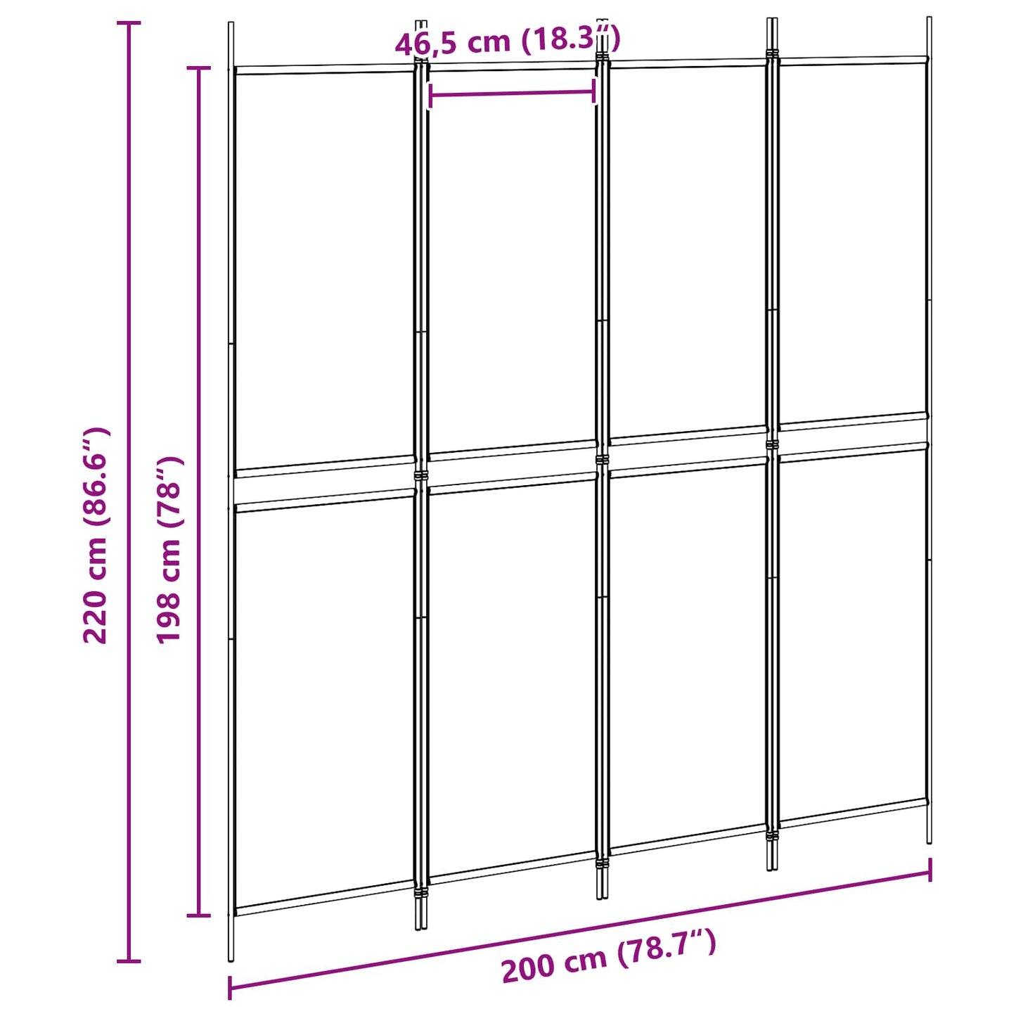 vidaXL Διαχωριστικό Δωματίου 4 Πάνελ Μπεζ 200 x 220 cm Ύφασμα