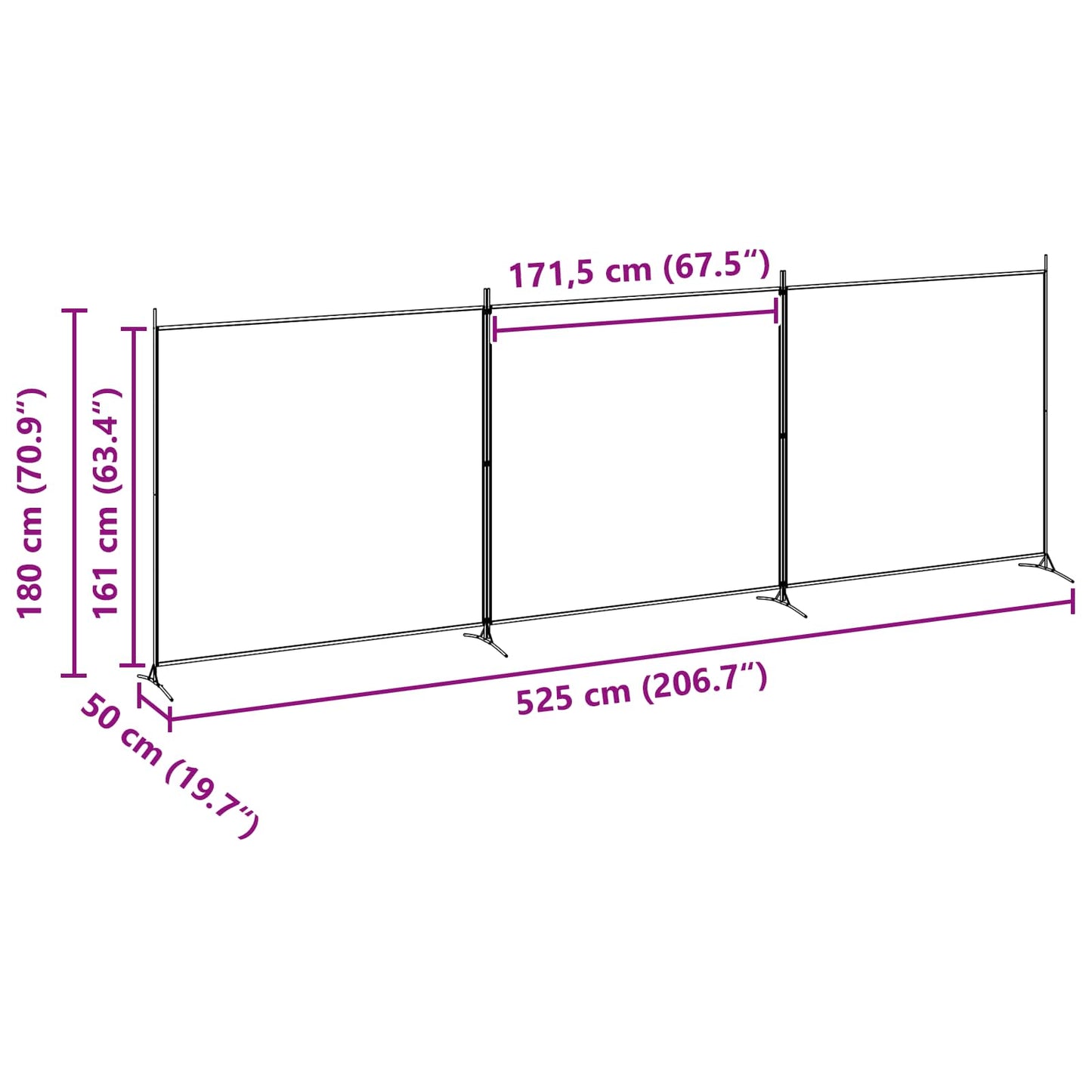 vidaXL 4-Πίνακας Διαχωριστικός Μπεζ 525 x 180 cm Ύφασμα