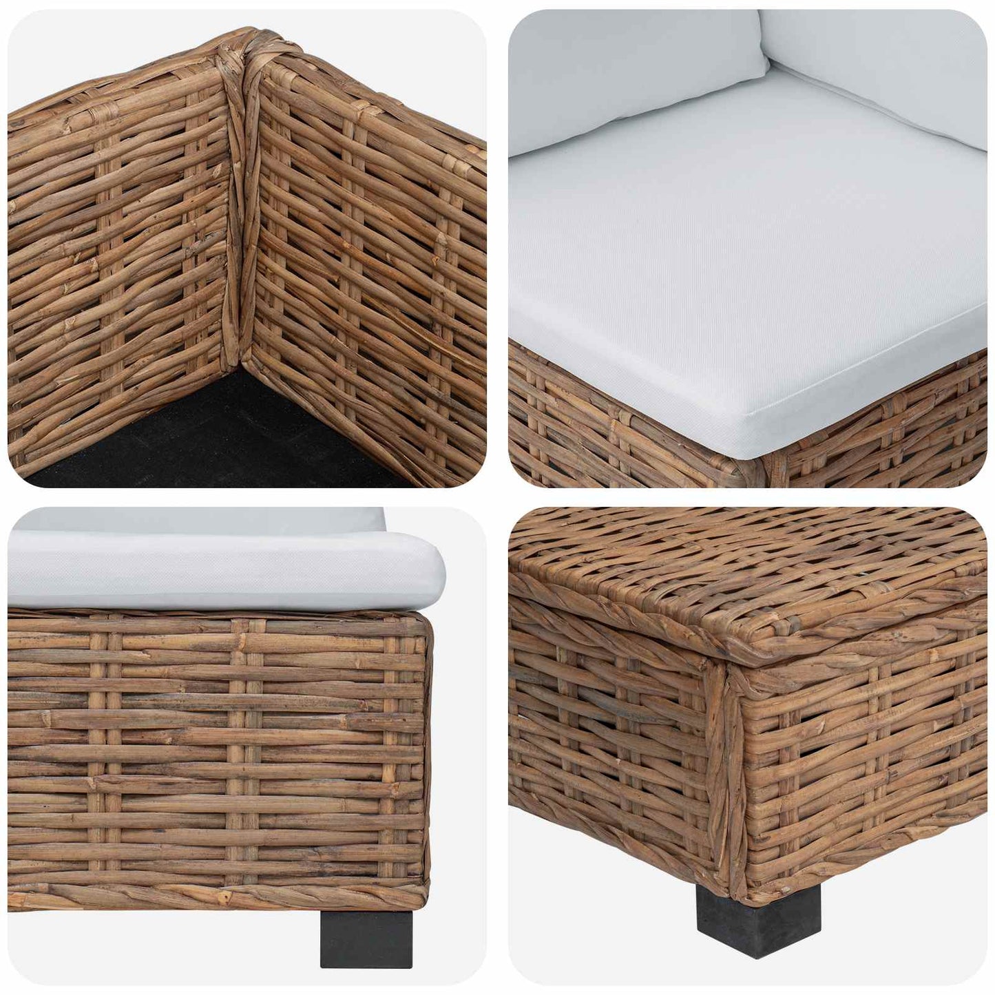 vidaXL 8 τμχ. Σαλονάκι Ρατάν με Μαξιλάρια GENDT Φυσικό Ράτταν Φυσικό