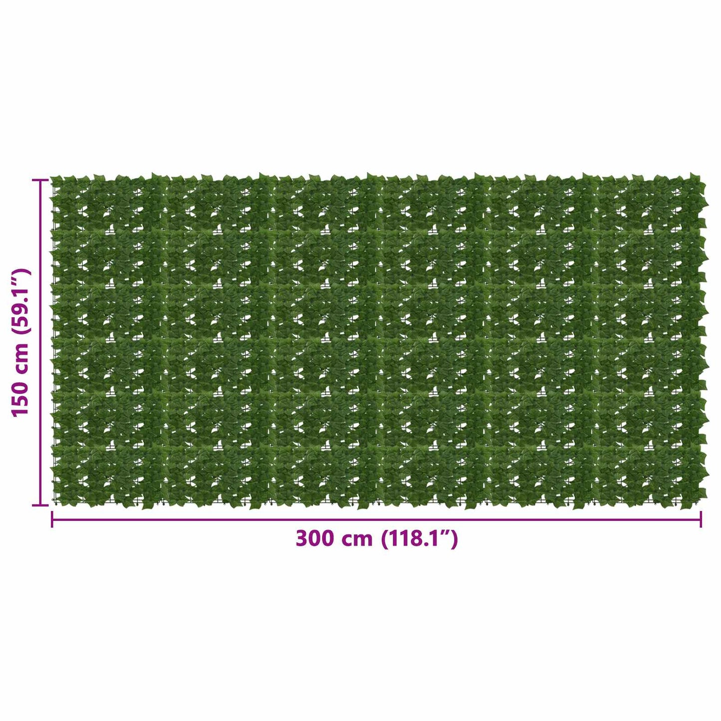 vidaXL Πτυσσόμενη οθόνη μπαλκονιού με φύλλα 300 x 150 cm