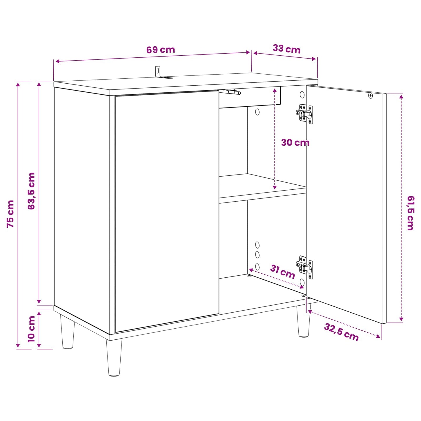 vidaXL Πλαϊνό γραφείο GOTHA Sonoma 69 x 33 x 75 εκ. Επεξεργασμένο Ξύλο