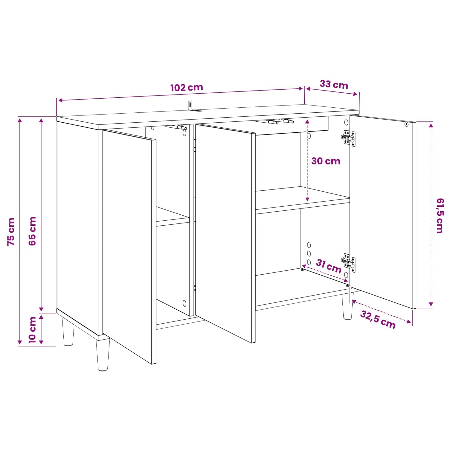vidaXL Πλαϊνό γραφείο BONN Sonoma 102 x 33 x 75 εκ. Επεξεργασμένο Ξύλο