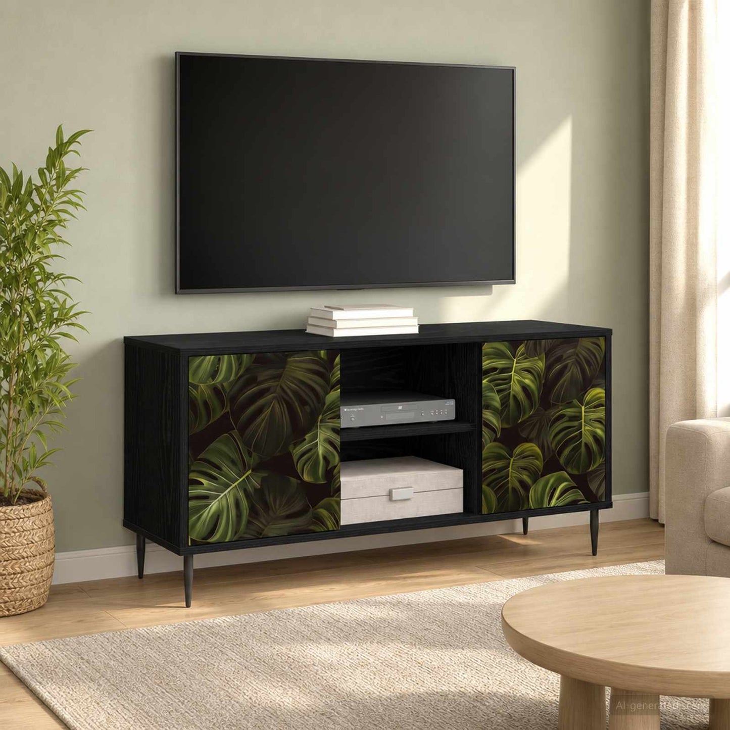 vidaXL Ντουλάπι TV ELBURG 102 x 33 x 51 εκ Μαύρη Δρυς