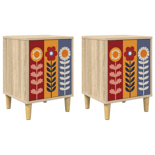 vidaXL Κομοδίνο ESSEN 2 τμχ. Sonoma Δρυς 36 x 33 x 50 εκ.