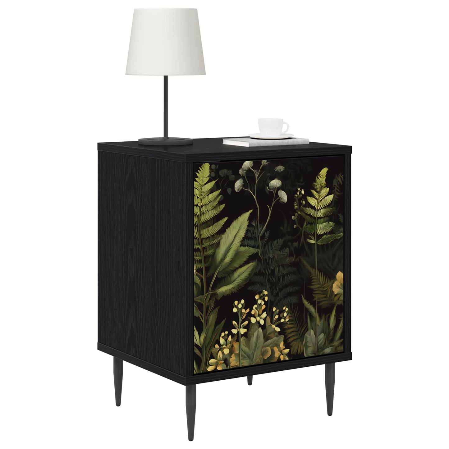vidaXL Κομοδίνο RHENEN Μαύρη Δρυς 36 x 33 x 51 εκ. Επεξεργασμένο Ξύλο