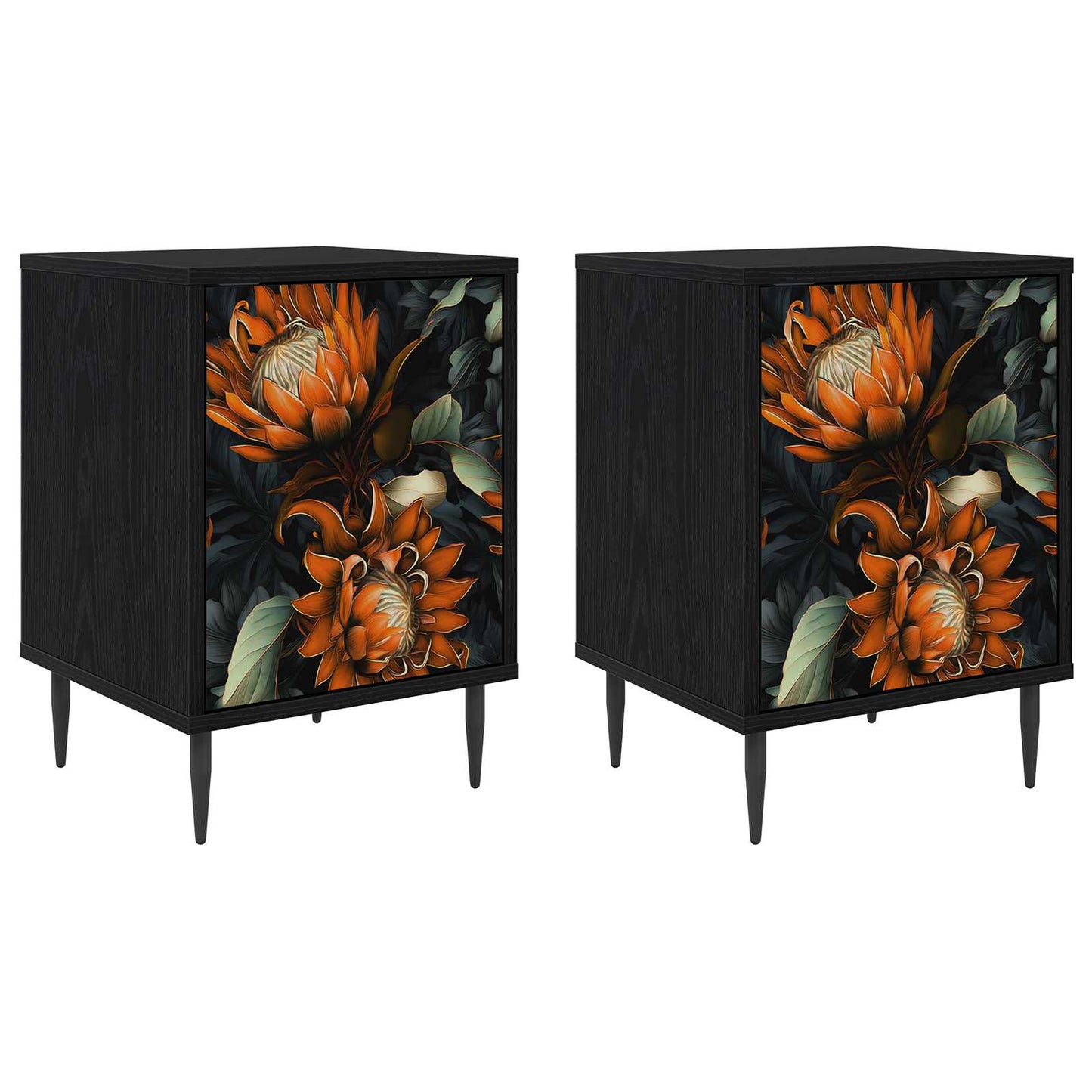 vidaXL Κομοδίνο LOCHEM 2 τμχ. Μαύρη Δρυς 36 x 33 x 51 εκ.
