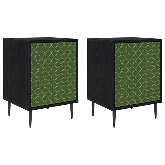 vidaXL Κομοδίνο GELEEN 2 τμχ. Μαύρη Δρυς 36 x 33 x 51 εκ.