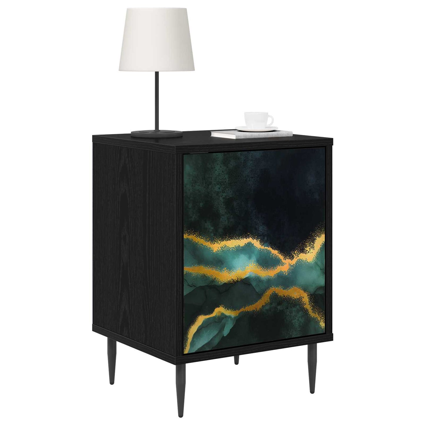 vidaXL Κομοδίνο WIJHE Μαύρη Δρυς 36 x 33 x 51 εκ. Επεξεργασμένο Ξύλο