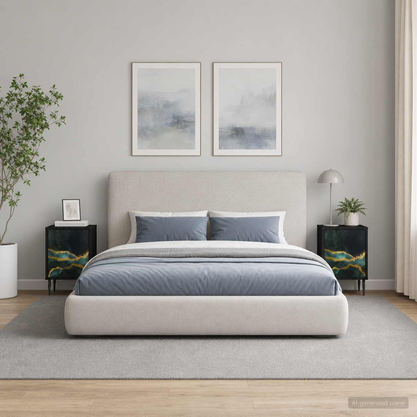 vidaXL Κομοδίνο WIJHE 2 τμχ. Μαύρη Δρυς 36 x 33 x 51 εκ.