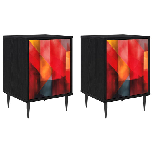vidaXL Κομοδίνο HEESCH 2 τμχ. Μαύρη Δρυς 36 x 33 x 51 εκ.