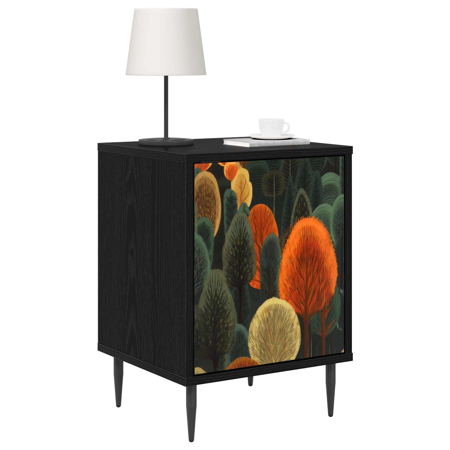 vidaXL Κομοδίνο ZAANDAM Μαύρη Δρυς 36 x 33 x 51 εκ. Επεξεργασμένο Ξύλο
