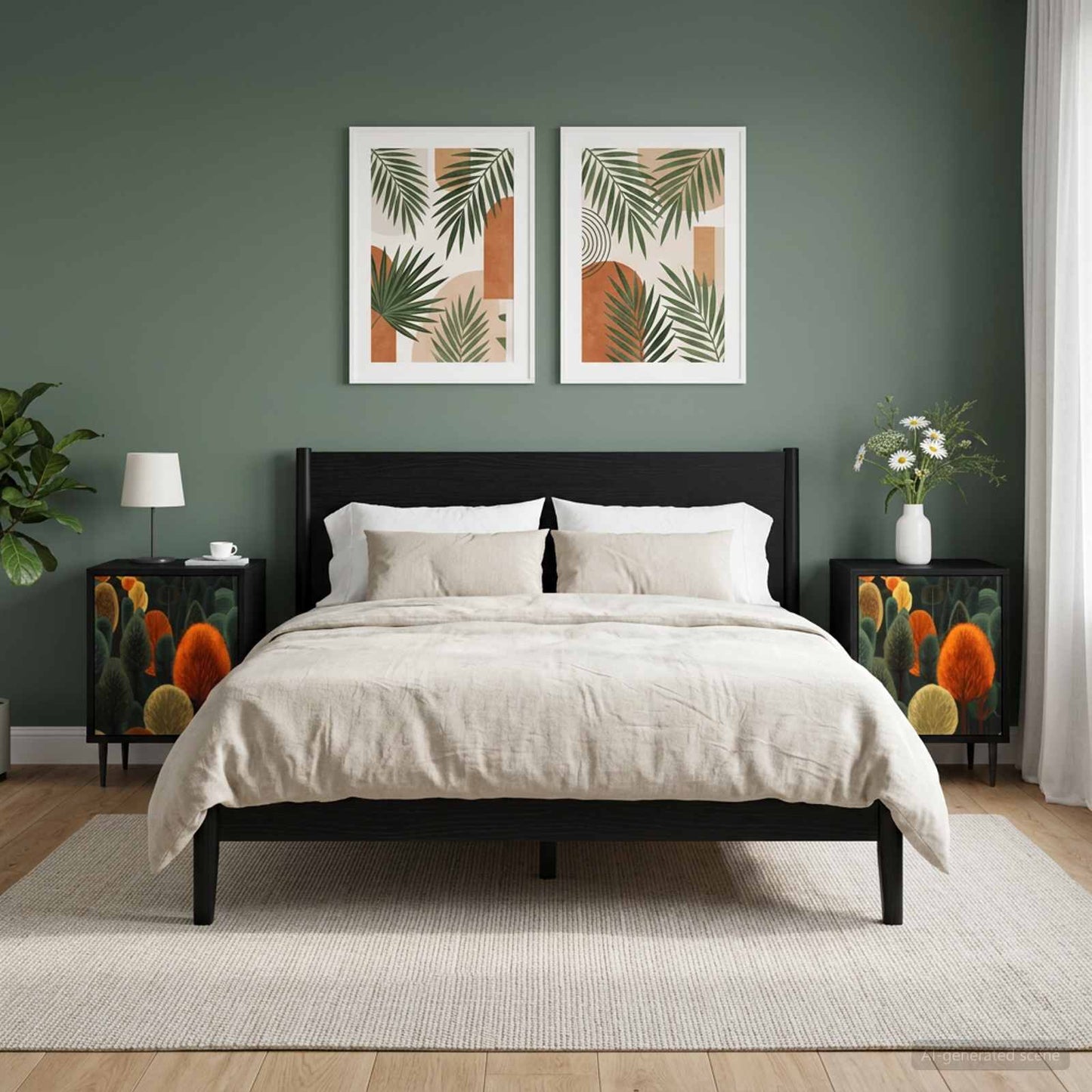 vidaXL Κομοδίνο ZAANDAM 2 τμχ. Μαύρη Δρυς 36 x 33 x 51 εκ.