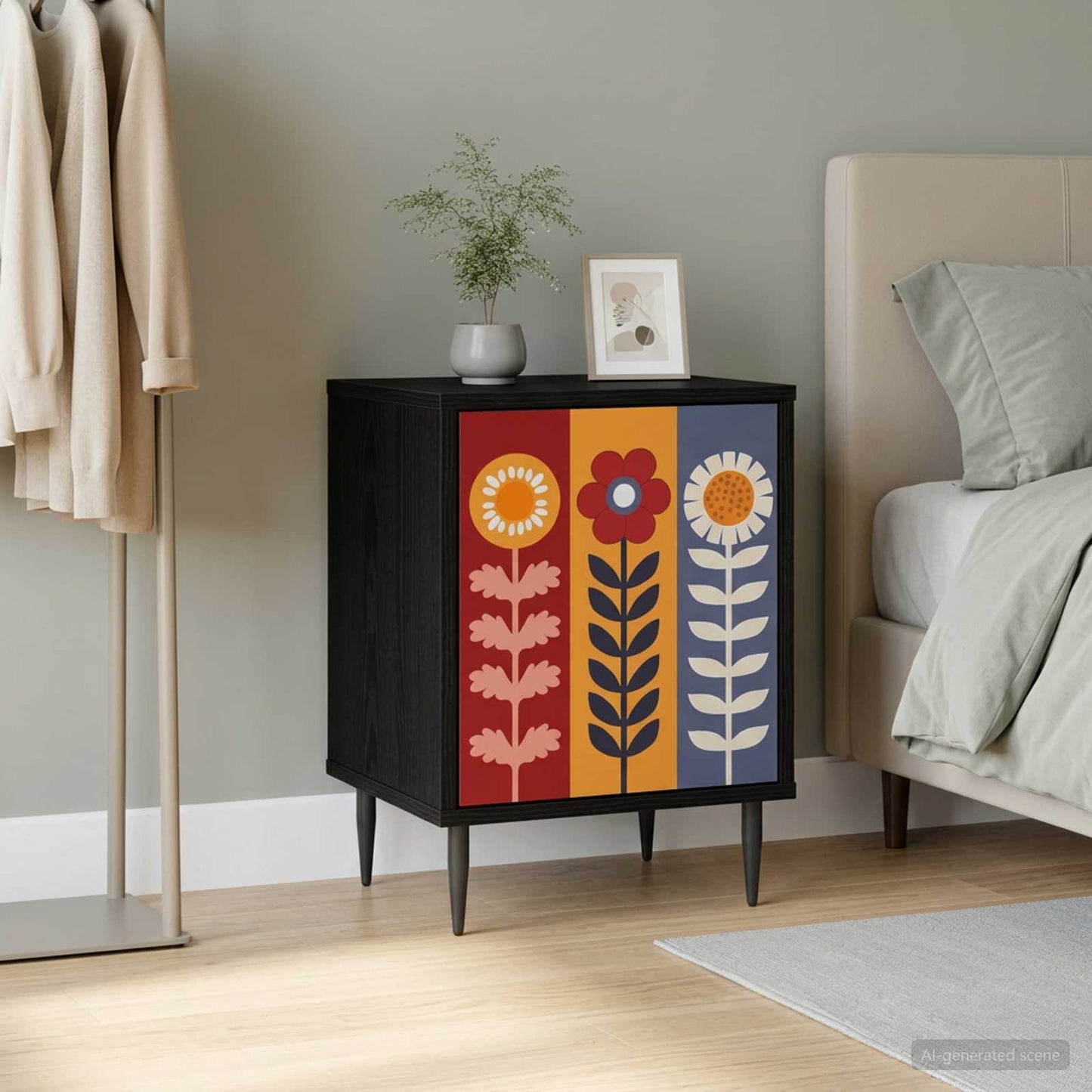 vidaXL Κομοδίνο ESSEN Μαύρη Δρυς 36 x 33 x 51 εκ. Επεξεργασμένο Ξύλο