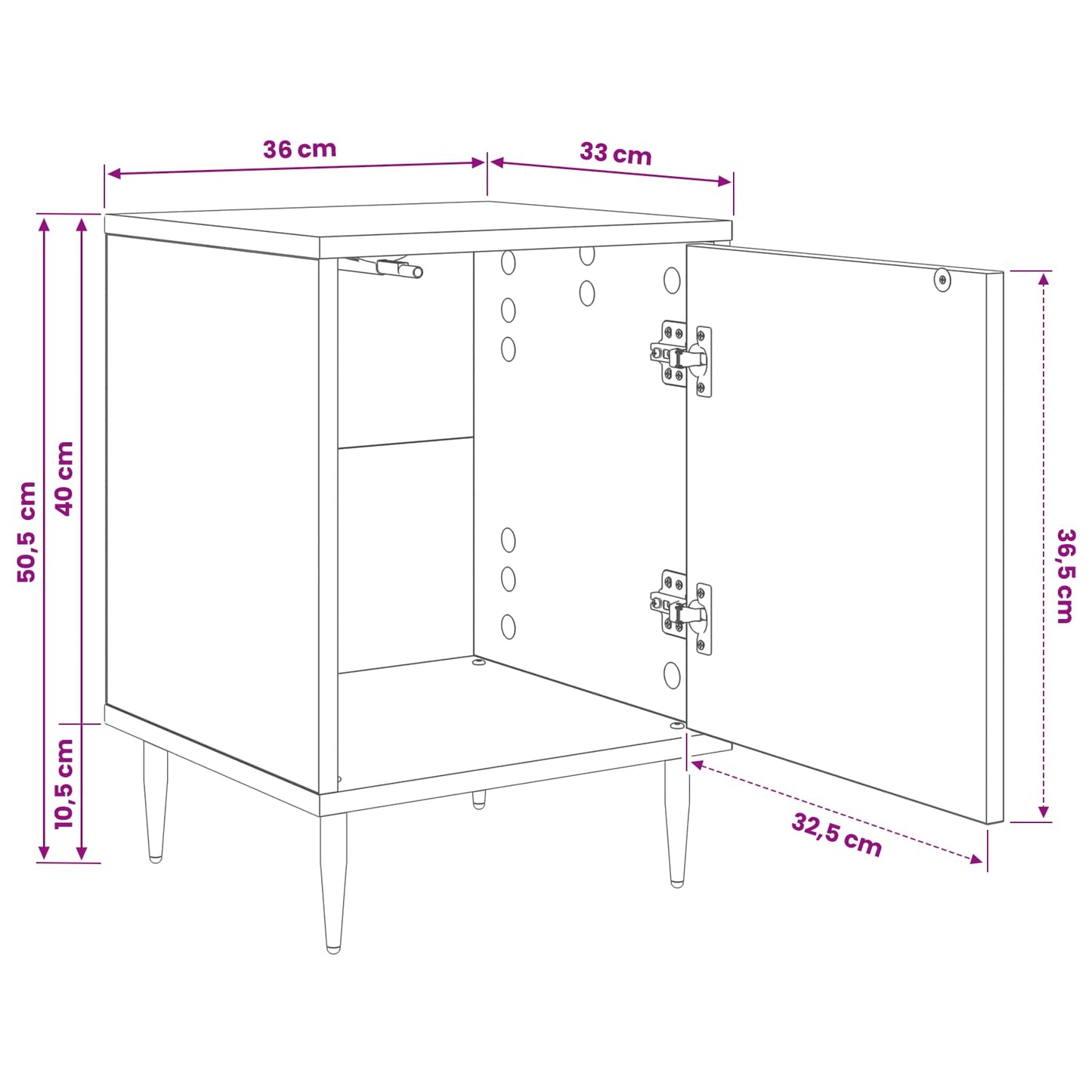 vidaXL Κομοδίνο KIEL 2 τμχ. Μαύρη Δρυς 36 x 33 x 51 εκ.
