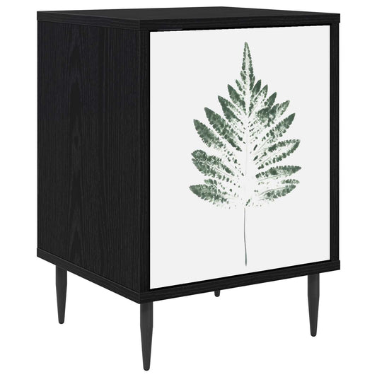 vidaXL Κομοδίνο HANAU Μαύρη Δρυς 36 x 33 x 51 εκ. Επεξεργασμένο Ξύλο