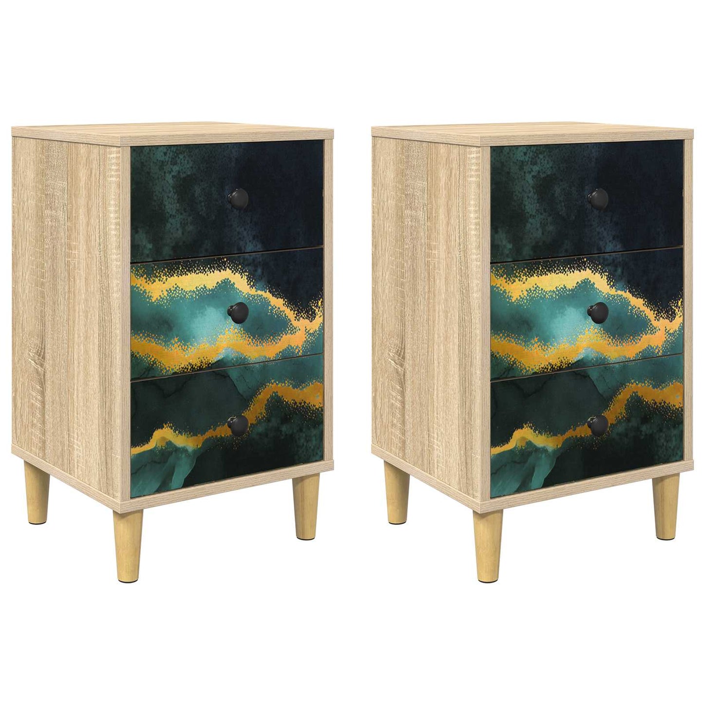 vidaXL Κομοδίνο WIJHE 2 τμχ. Sonoma Δρυς 36 x 33 x 60 εκ