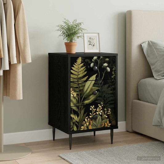 vidaXL Κομοδίνο RHENEN Μαύρη Δρυς 36 x 33 x 61 εκ. Επεξεργασμένο Ξύλο