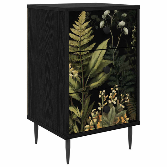 vidaXL Κομοδίνο RHENEN Μαύρη Δρυς 36 x 33 x 61 εκ. Επεξεργασμένο Ξύλο
