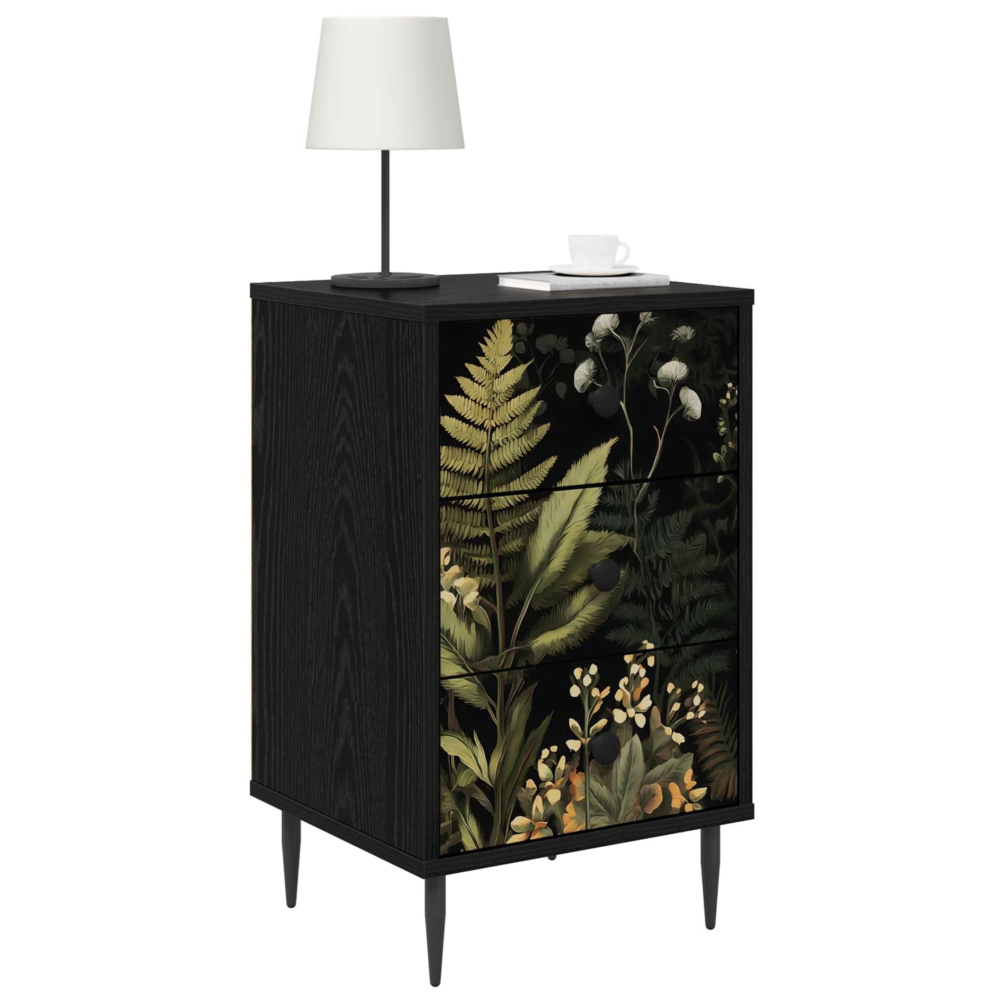 vidaXL Κομοδίνο RHENEN Μαύρη Δρυς 36 x 33 x 61 εκ. Επεξεργασμένο Ξύλο