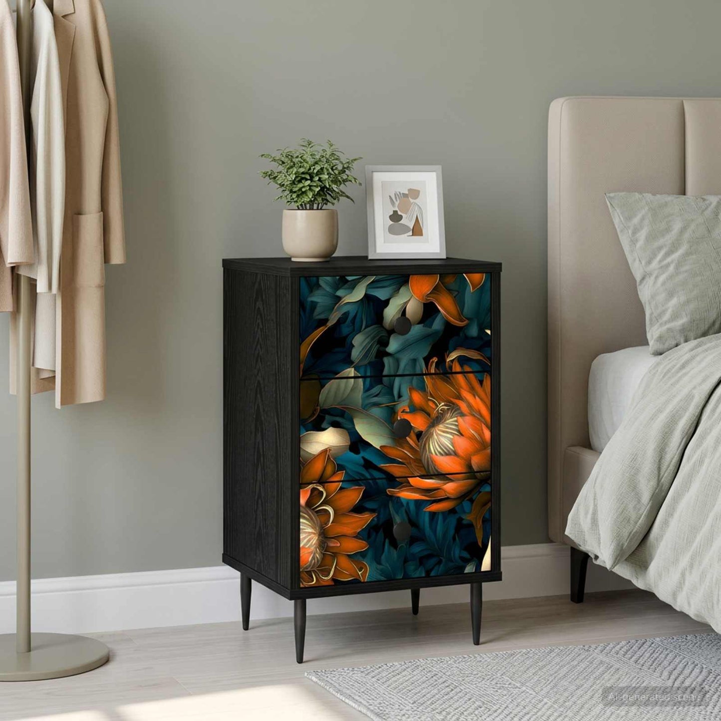 vidaXL Κομοδίνο LOCHEM Μαύρη Δρυς 36 x 33 x 61 εκ. Επεξεργασμένο Ξύλο