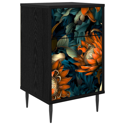 vidaXL Κομοδίνο LOCHEM Μαύρη Δρυς 36 x 33 x 61 εκ. Επεξεργασμένο Ξύλο