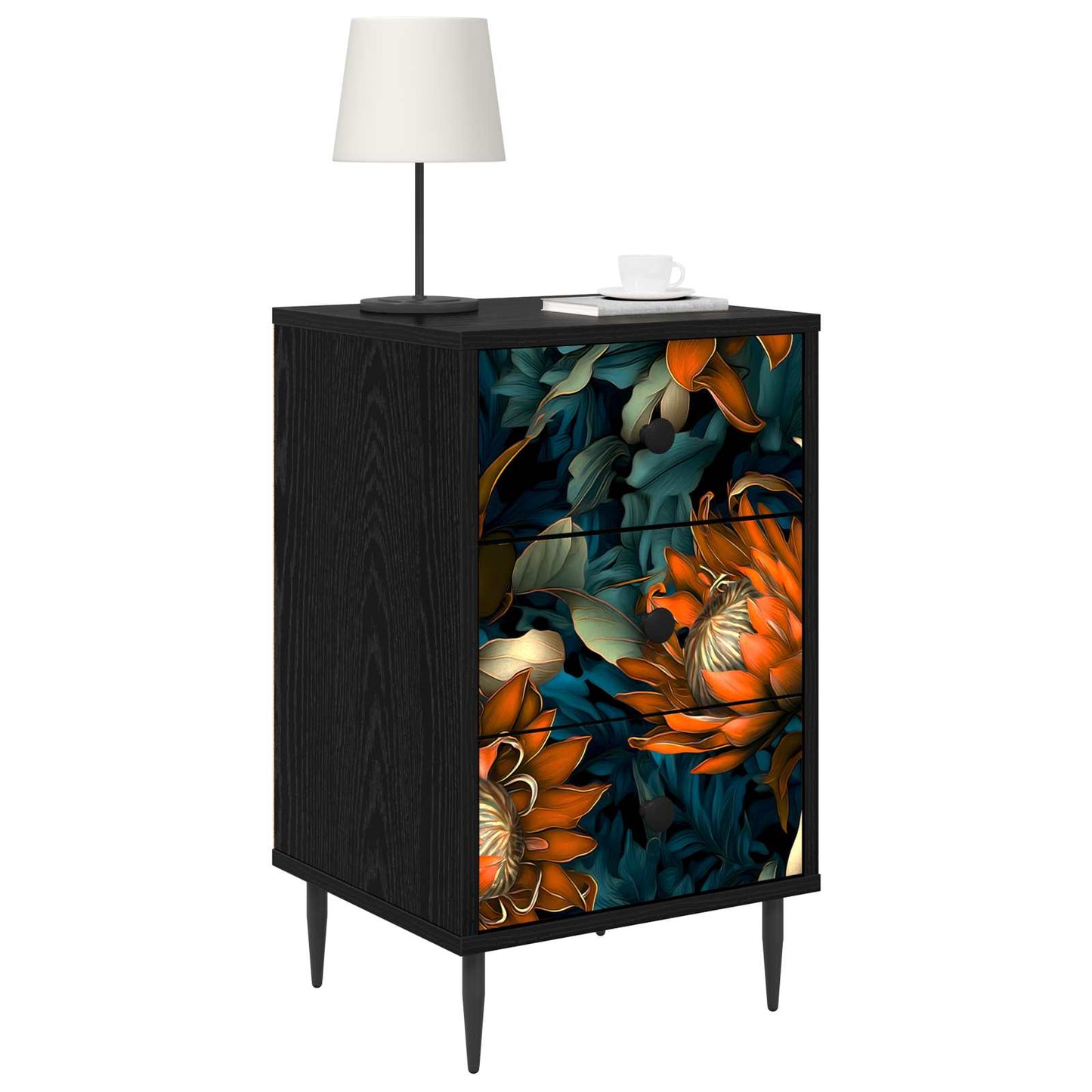 vidaXL Κομοδίνο LOCHEM Μαύρη Δρυς 36 x 33 x 61 εκ. Επεξεργασμένο Ξύλο