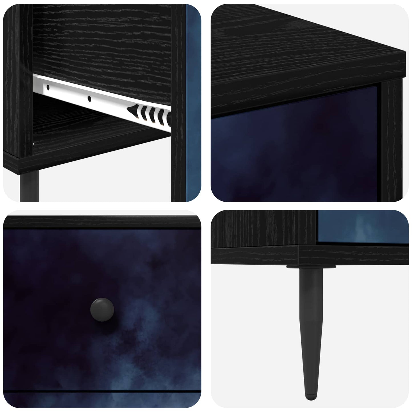 vidaXL Κομοδίνο RAALTE Μαύρη Δρυς 36 x 33 x 61 εκ. Επεξεργασμένο Ξύλο