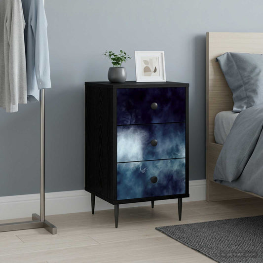 vidaXL Κομοδίνο RAALTE Μαύρη Δρυς 36 x 33 x 61 εκ. Επεξεργασμένο Ξύλο