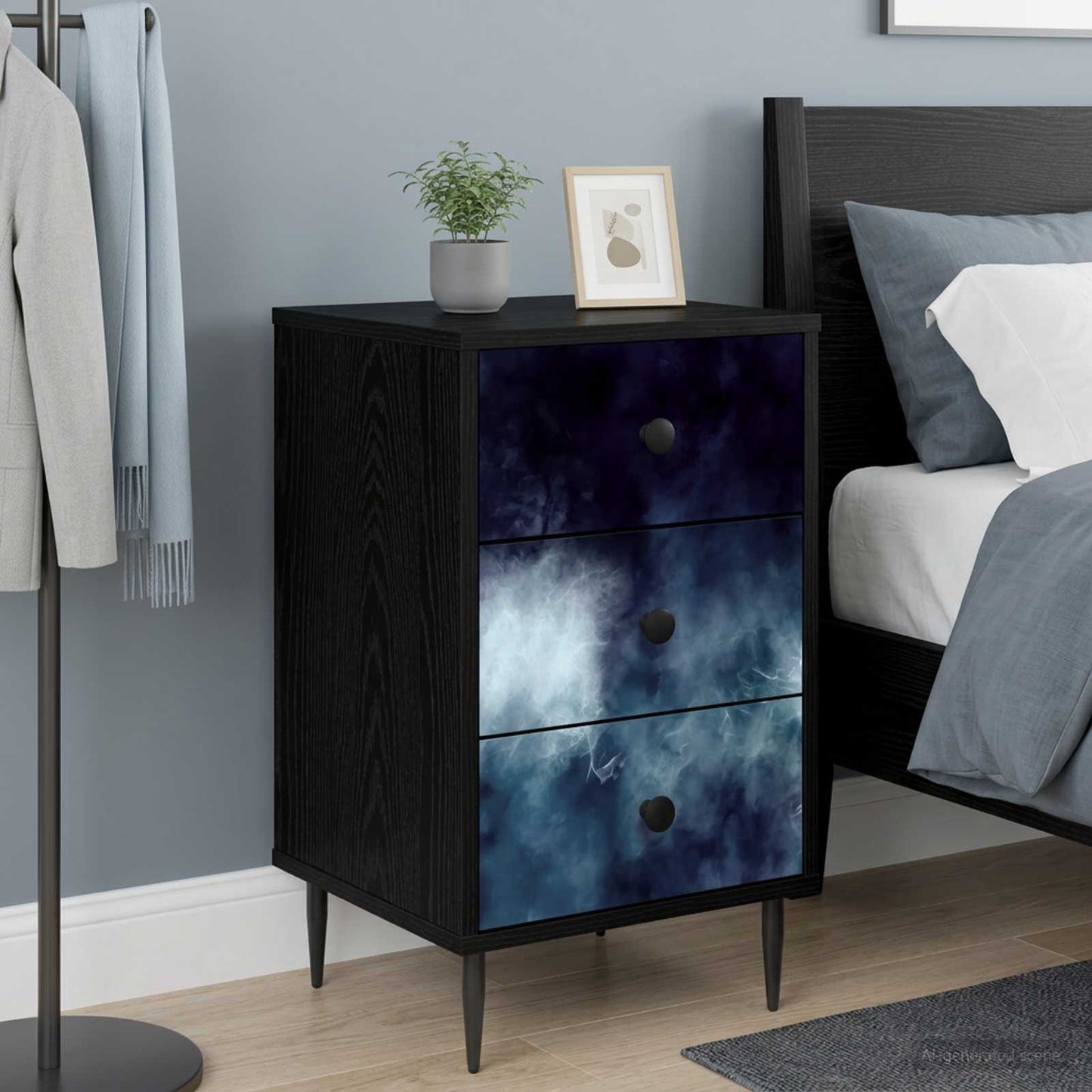 vidaXL Κομοδίνο RAALTE 2 τμχ. Μαύρη Δρυς 36 x 33 x 61 εκ.