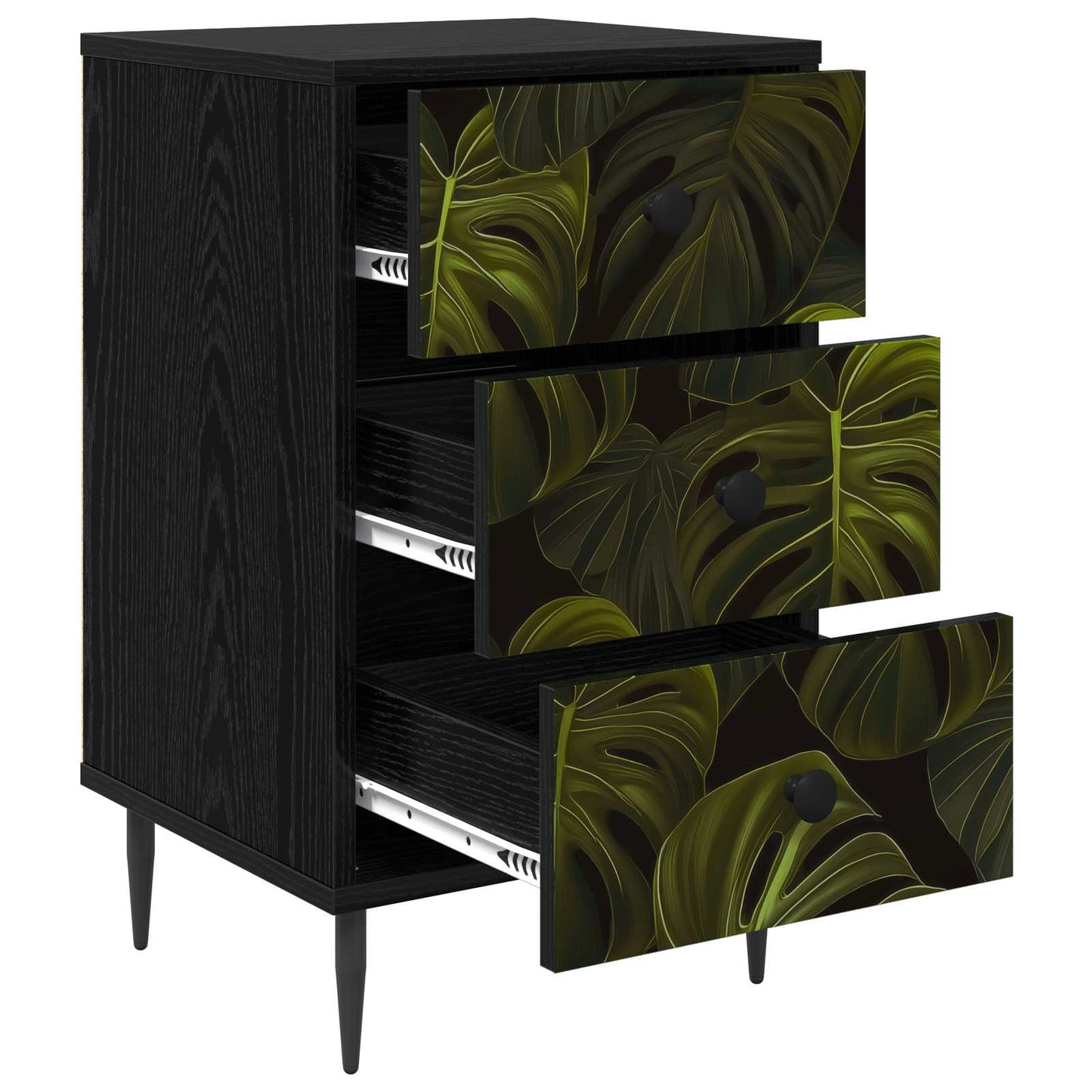 vidaXL Κομοδίνο ELBURG Μαύρη Δρυς 36 x 33 x 61 εκ. Επεξεργασμένο Ξύλο
