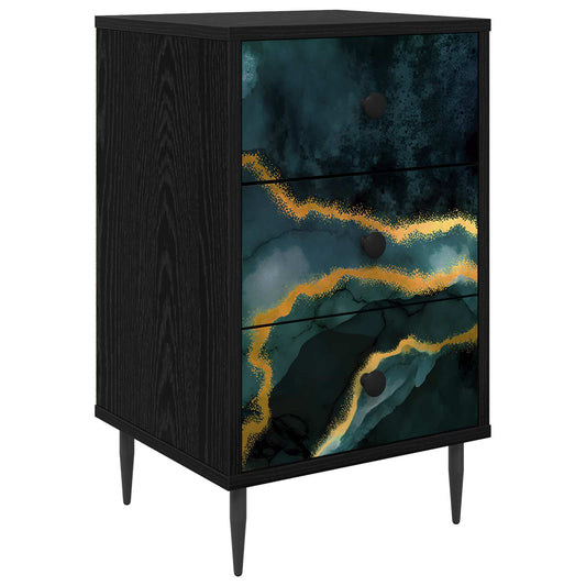 vidaXL Κομοδίνο WIJHE Μαύρη Δρυς 36 x 33 x 61 εκ. Επεξεργασμένο Ξύλο