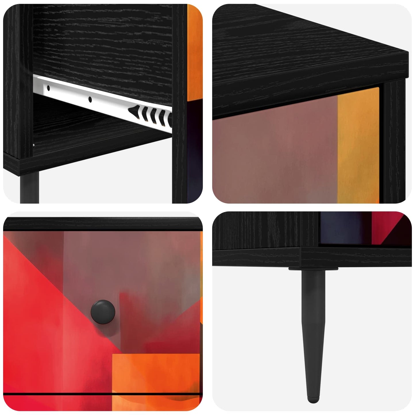 vidaXL Κομοδίνο HEESCH 2 τμχ. Μαύρη Δρυς 36 x 33 x 61 εκ.