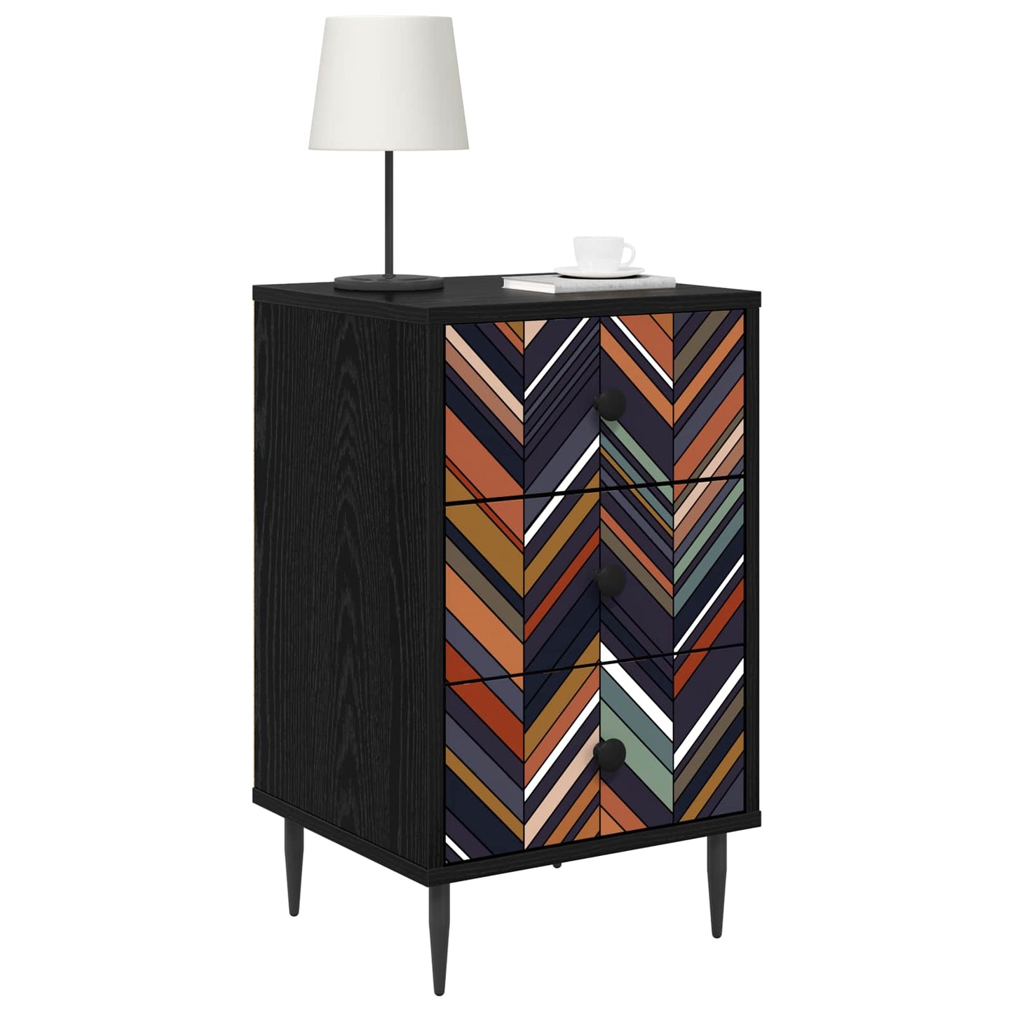 vidaXL Κομοδίνο OMMEN Μαύρη Δρυς 36 x 33 x 61 εκ. Επεξεργασμένο Ξύλο