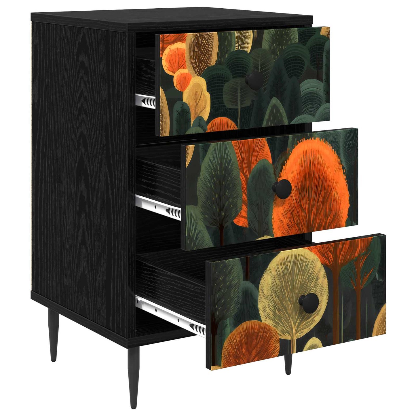 vidaXL Κομοδίνο ZAANDAM Μαύρη Δρυς 36 x 33 x 61 εκ. Επεξεργασμένο Ξύλο