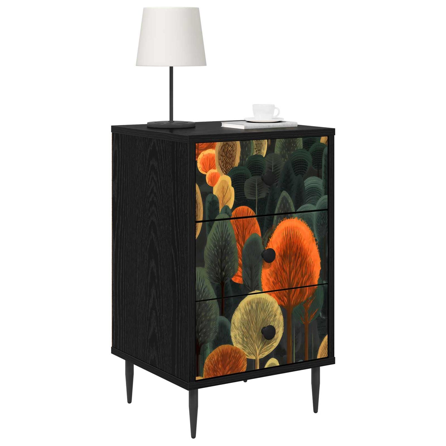 vidaXL Κομοδίνο ZAANDAM Μαύρη Δρυς 36 x 33 x 61 εκ. Επεξεργασμένο Ξύλο