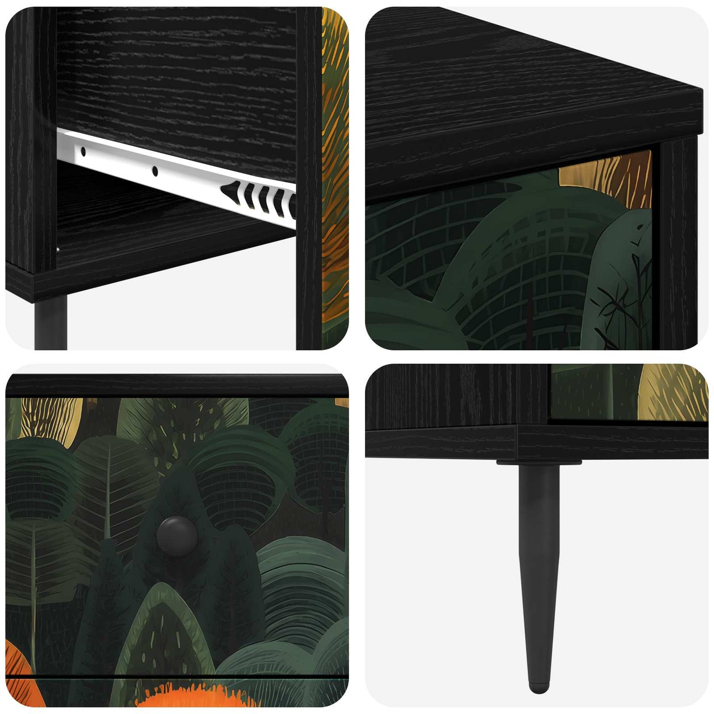 vidaXL Κομοδίνο ZAANDAM 2 τμχ. Μαύρη Δρυς 36 x 33 x 61 εκ.