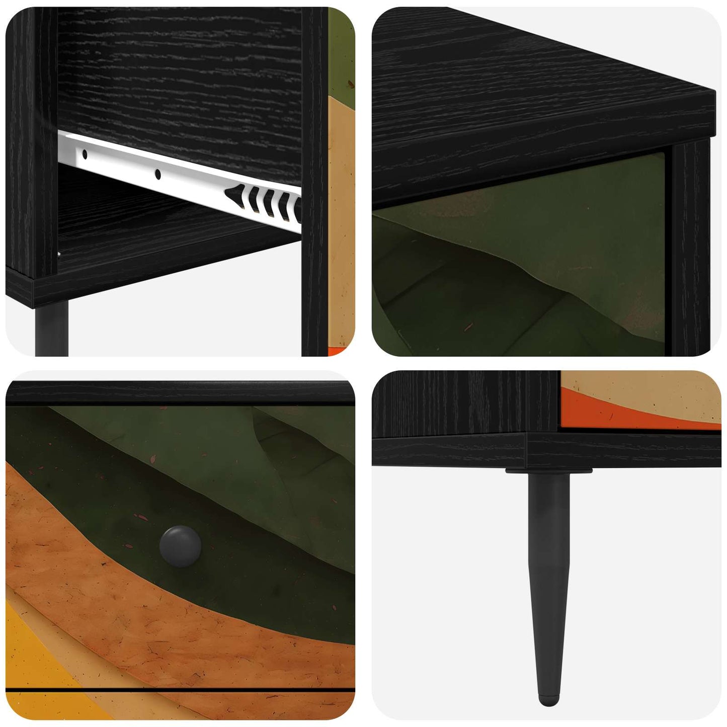 vidaXL Κομοδίνο BONN Μαύρη Δρυς 36 x 33 x 61 εκ. Επεξεργασμένο Ξύλο