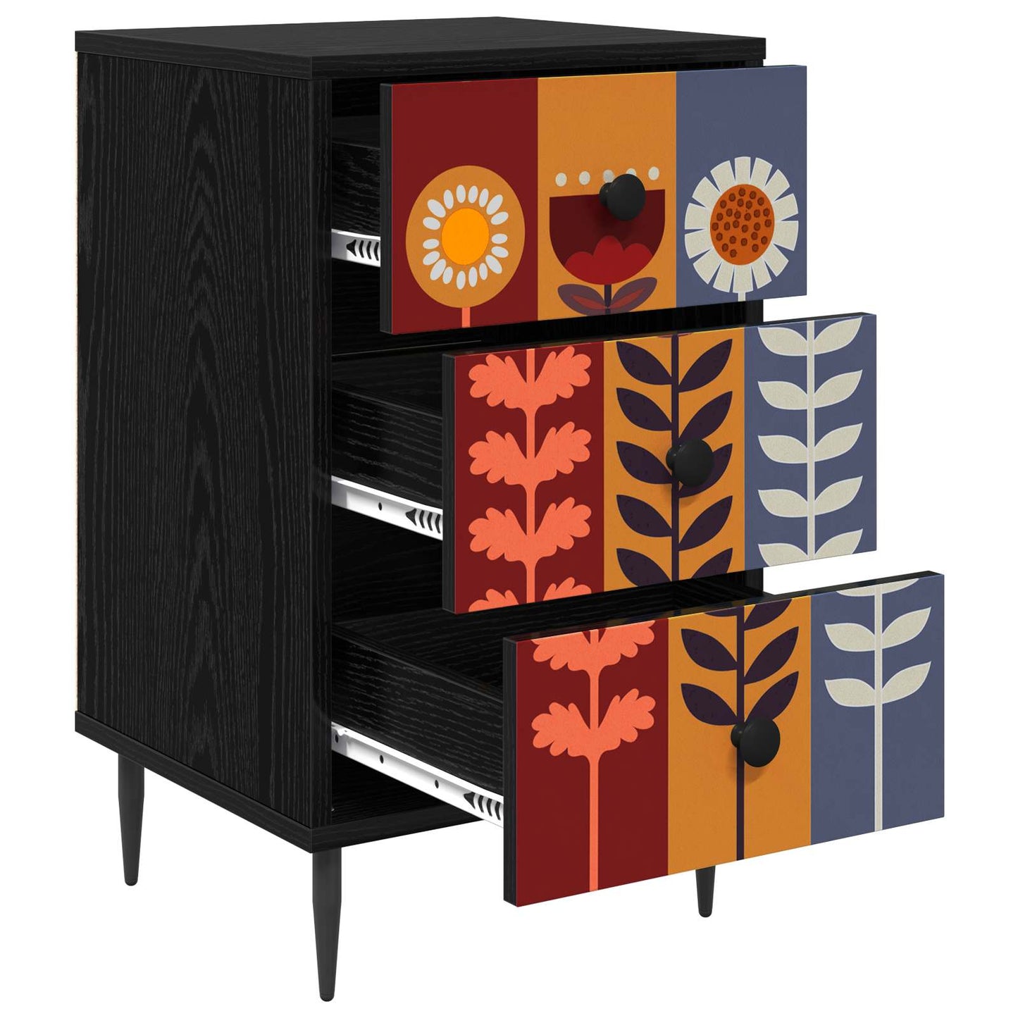 vidaXL Κομοδίνο ESSEN Μαύρη Δρυς 36 x 33 x 61 εκ. Επεξεργασμένο Ξύλο