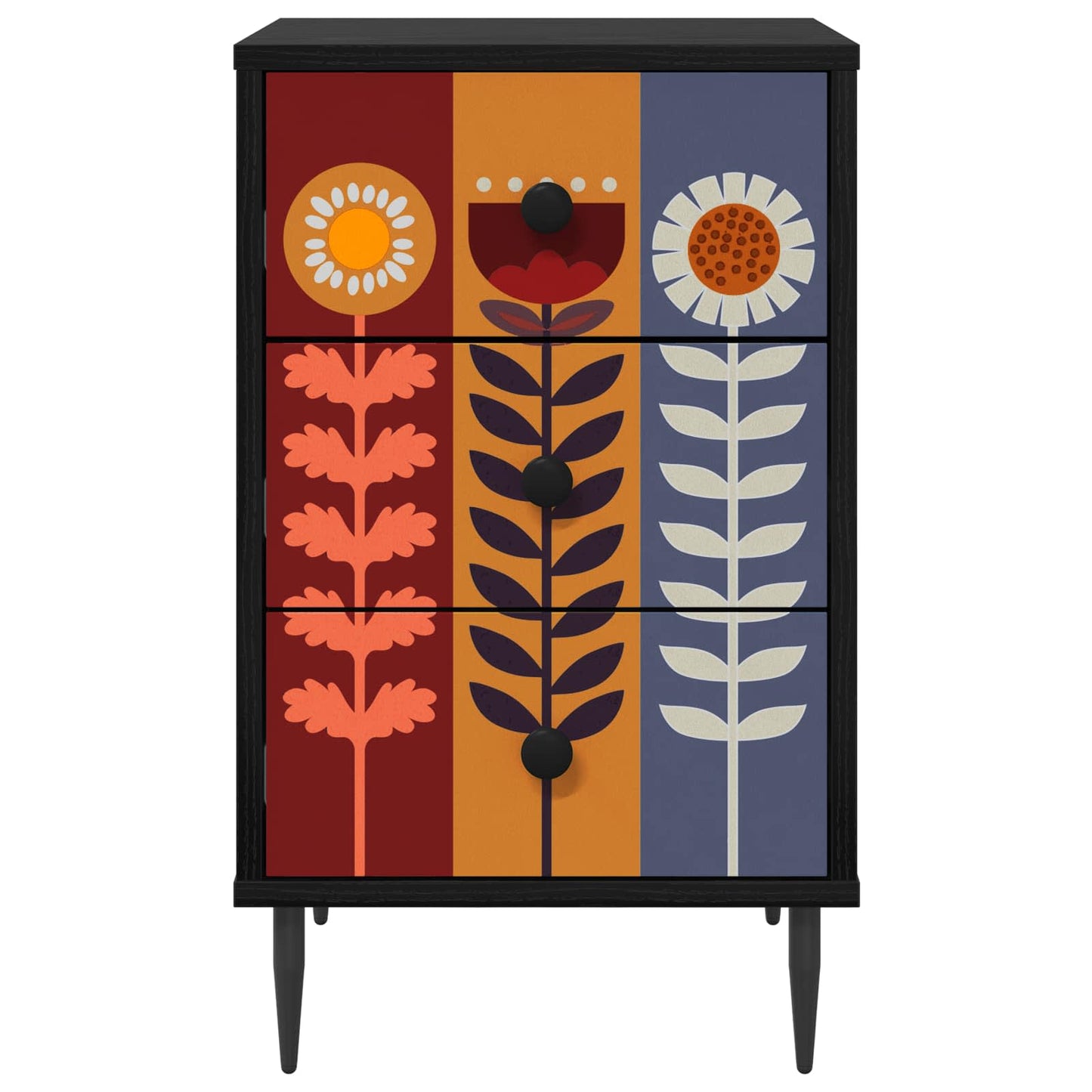 vidaXL Κομοδίνο ESSEN Μαύρη Δρυς 36 x 33 x 61 εκ. Επεξεργασμένο Ξύλο